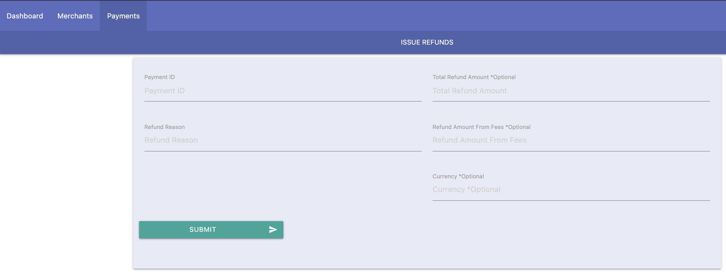 Where to issue refunds from WePay's Partner Center.