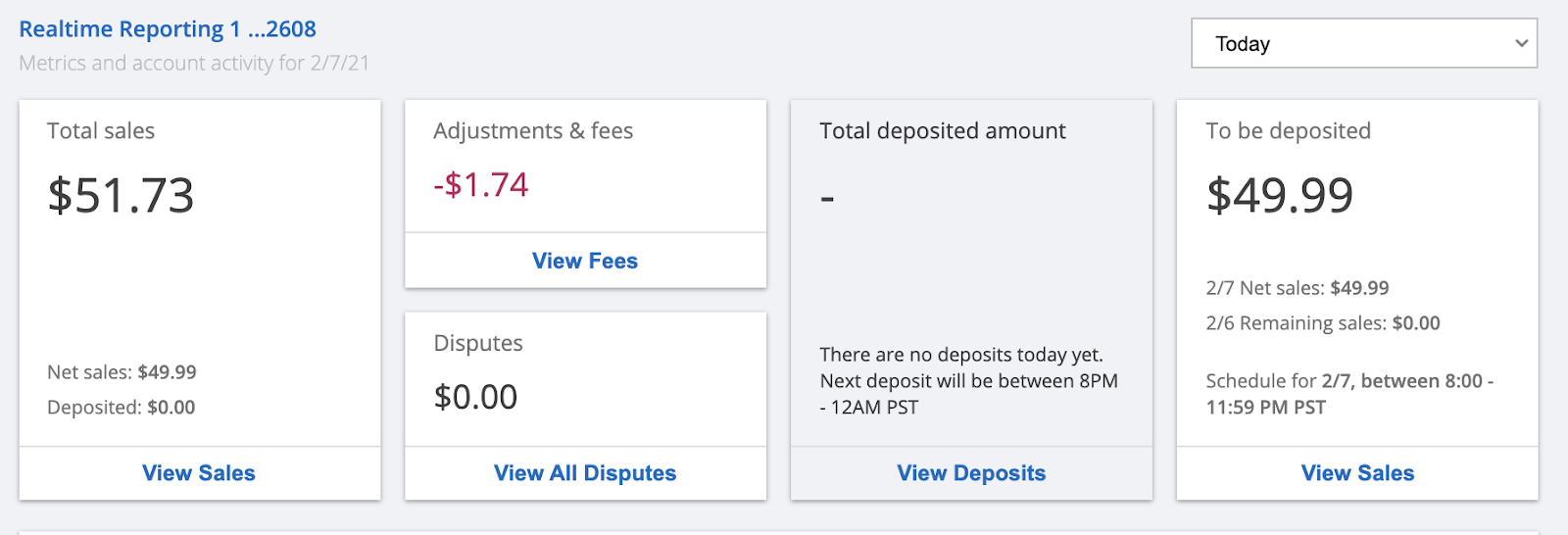 A demonstration of WePay's Merchant Center reporting metrics.