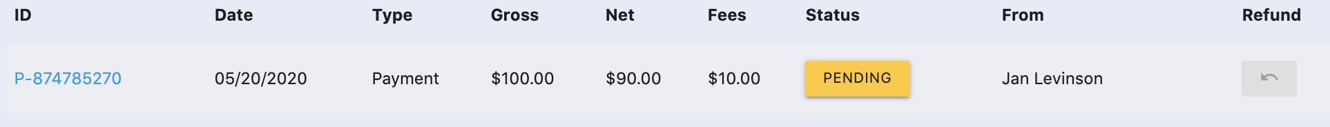 Example of using your reference ID to mask the WePay resource ID.